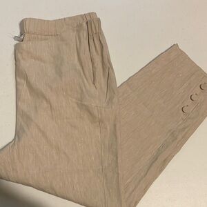 J. Jill woman’s Khaki Linen blend pants with Button Detail size 1x side zipper